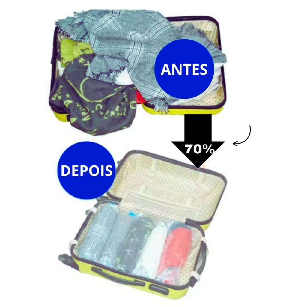 Saco Organizador À Vácuo Com Zíper Para Viagem Roupa Cobertor Closet Mala 35x50cm