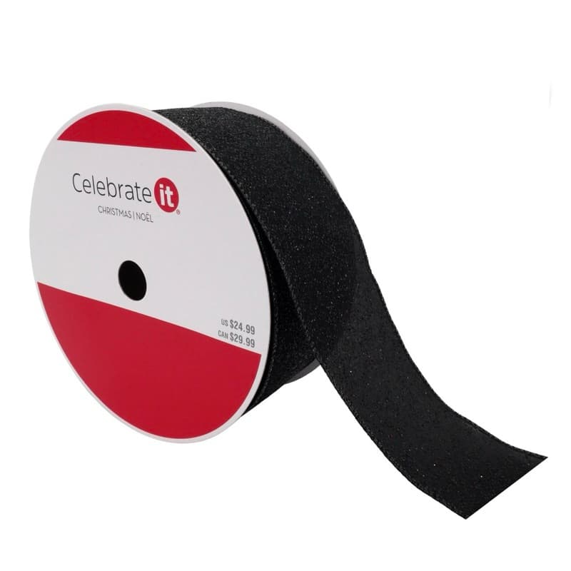 Fita de Natal Celebrete - Preta e glitter - 24m