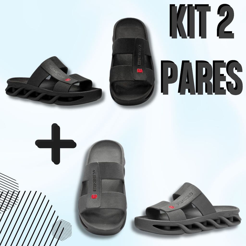 kIT 2 Chinelo  Masculino Adulto e Juvenil Ortopédico Slide Nuvem Casual Confortável