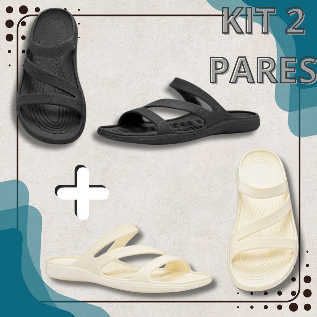 Kit 2 Sandália Masculino Confortável EVA Rasteira Anatômica Leve Macia Antiderrapante Casual Praia Piscina