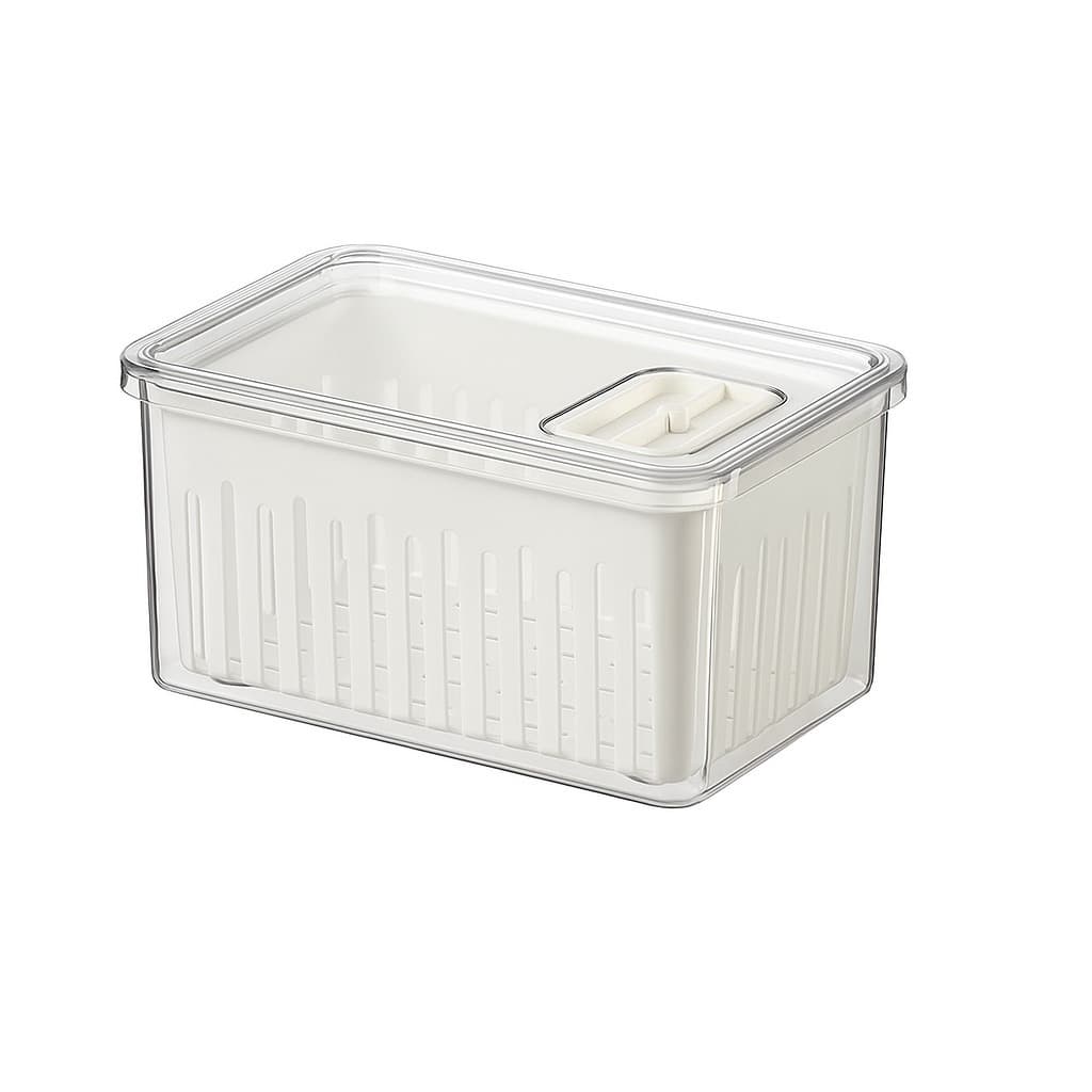 Organizador de Alimentos em Acrílico Resistente para Geladeira 2,2l Com Cesto Clear Fresh