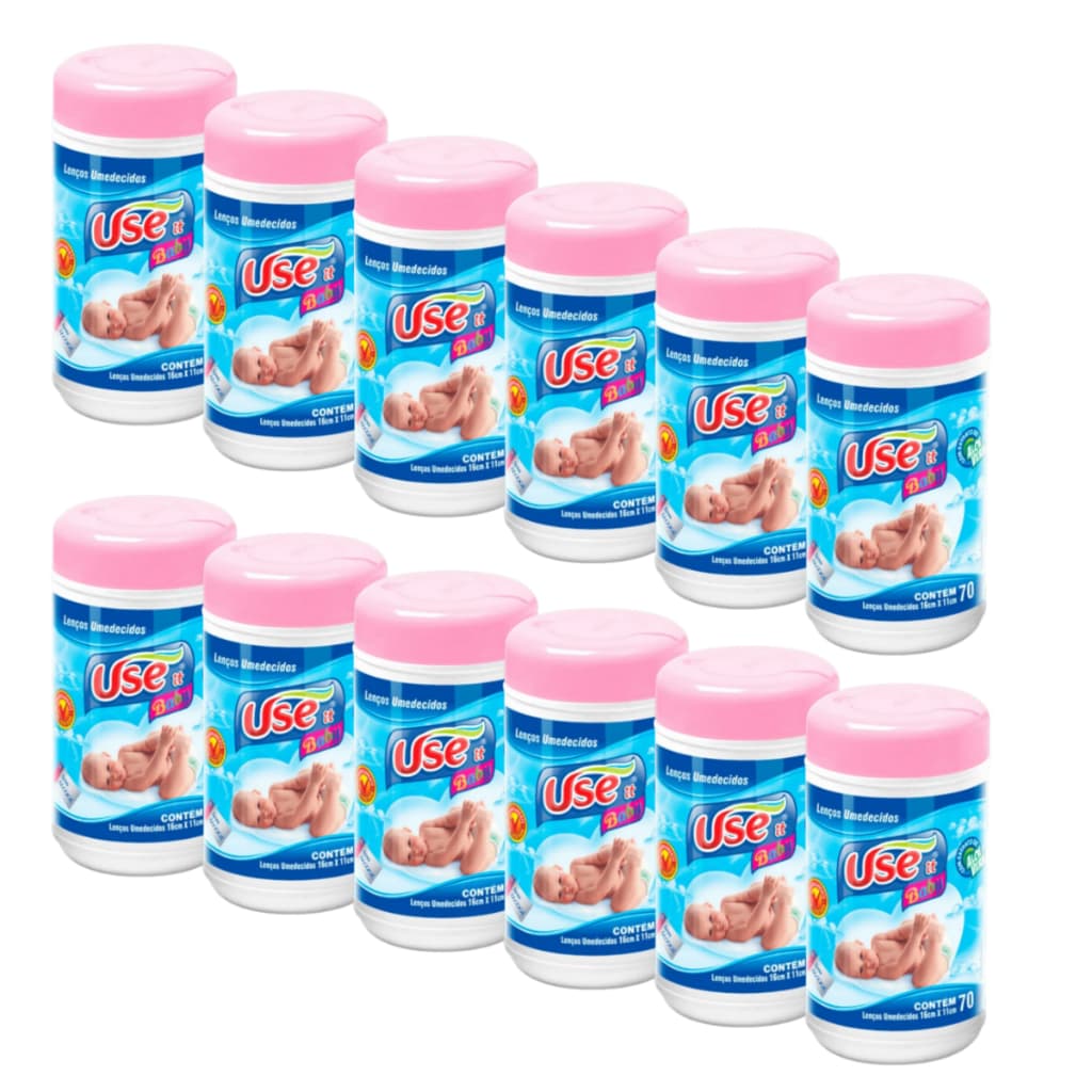 Kit Com 6 e 12 Potes De Lenço Umedecidos Baby Atacado Higiene Cuidado Com Bebê Use It
