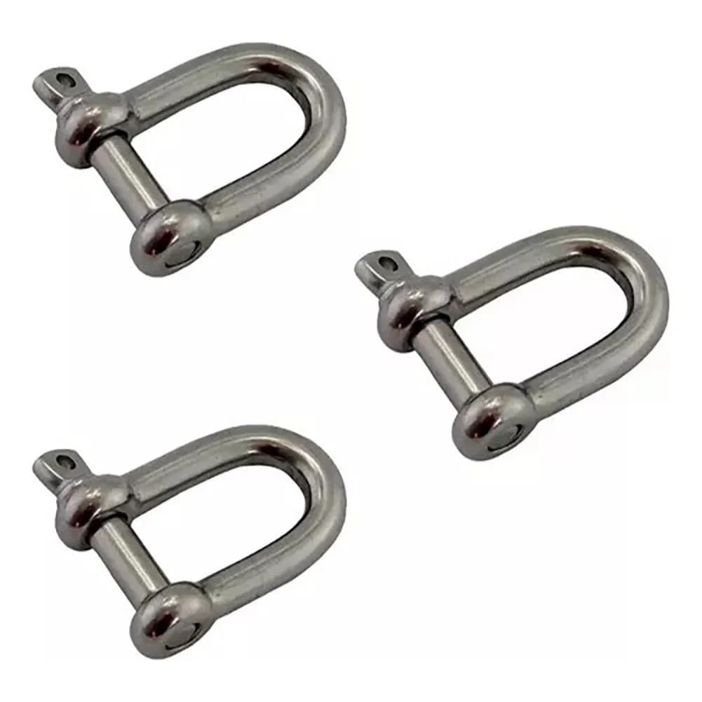 3 Unids Manilha Tipo Reta / Aço Inox 304 / 4mm