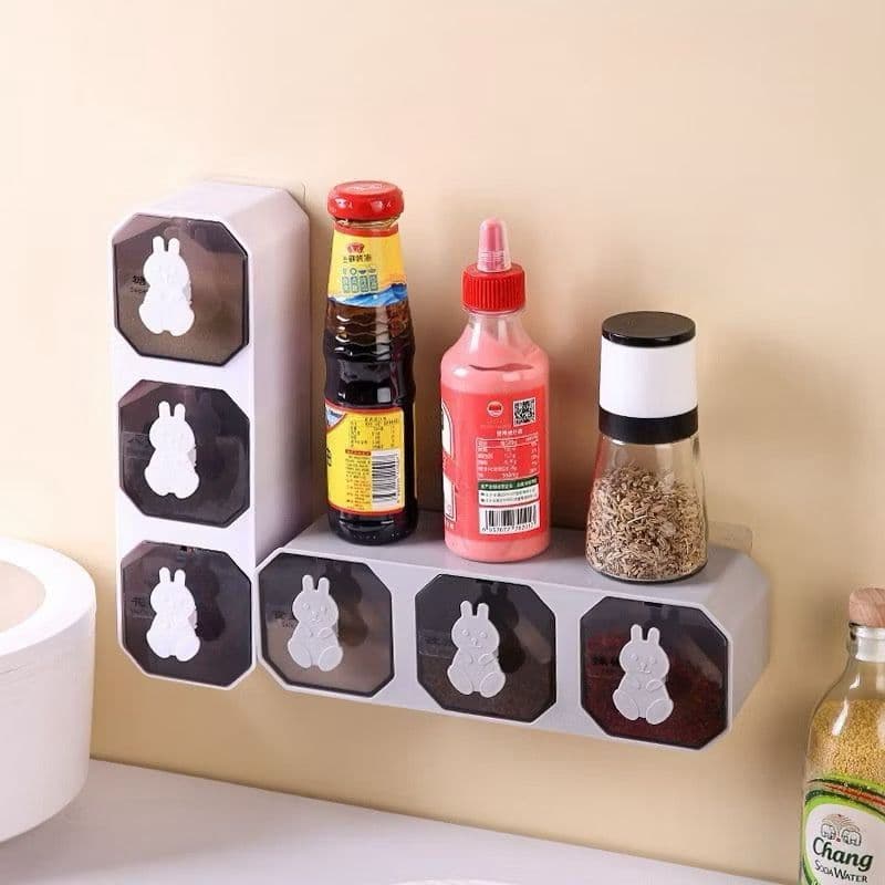 Porta Temperos E Condimentos Com Colher Gaveta Com Gancho Adesivo Para Parede Suporte