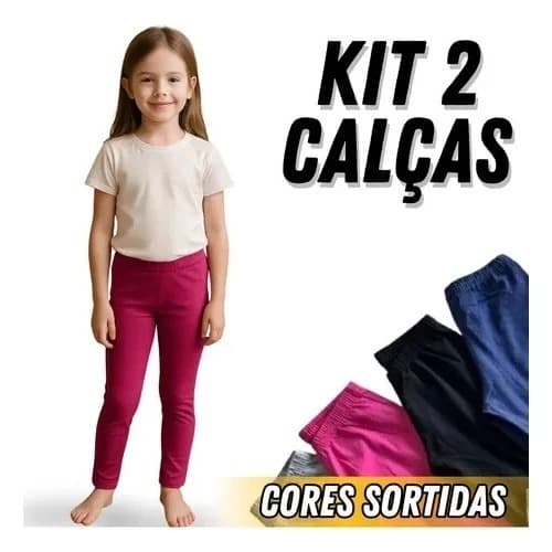 KIT 2 LEGGINGS LISAS SORTIDAS FEMININAS - PREMIUM - TUTI KIDS