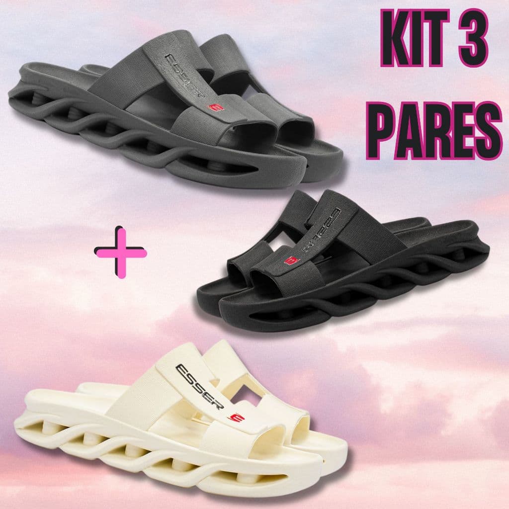 Kit 3 Chinelo Masculino Fashion Papete Plataforma Vazado Conforto e Estilo Dia a Dia Passeio Casual