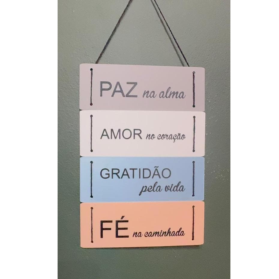 PLACA DECORATIVA EM PLASTICO PLA PAZ NA ALMA EM 3D COM LETRAS EM RELEVO