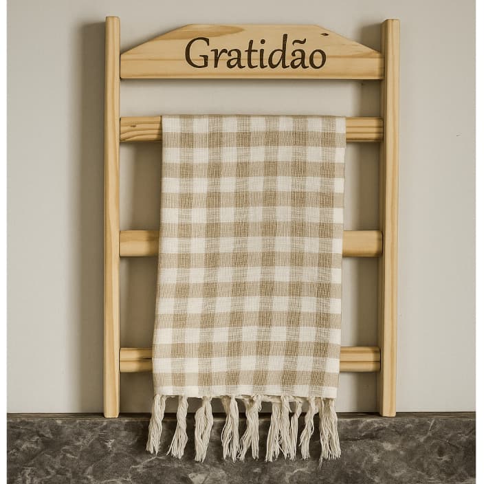 Escadinha para pano de prato cozinha com frase Lavabo Decorativo Toalha Suporte para pano