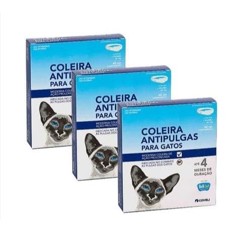 KIT 3un Coleira BullCat Antipulgas para Gatos 40cm - Proteção Até 4 Meses de Duração