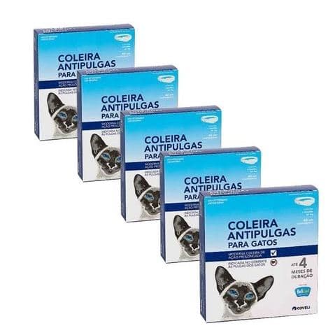 KIT 5Un Coleira BullCat Antipulgas para Gatos 40cm - Proteção Até 4 Meses de Duração