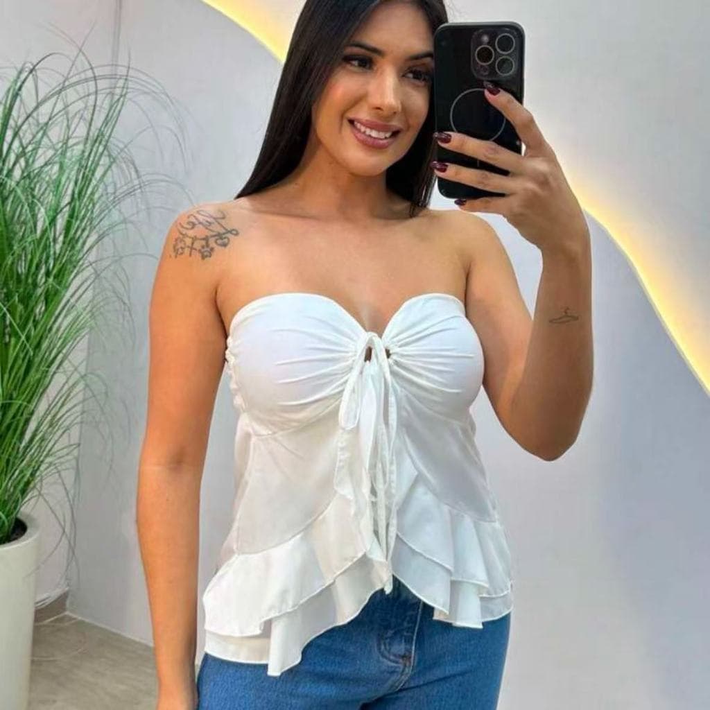 Bata blusa tomara que caia varias formas de usar com bojo