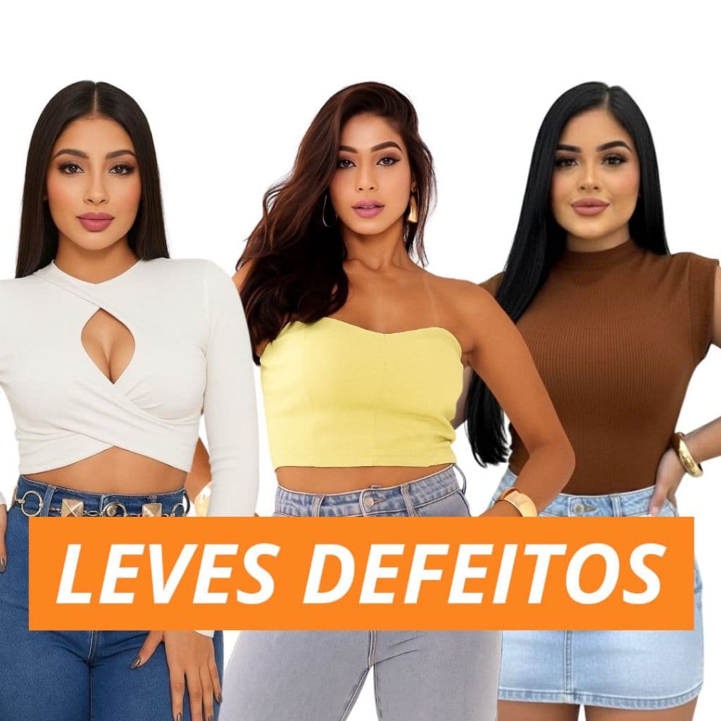 KIT Surpresa 10 peças PEQUENOS DEFEITOS Blusa Manga Longa e Curta Regata Body Cropped Único e Plus