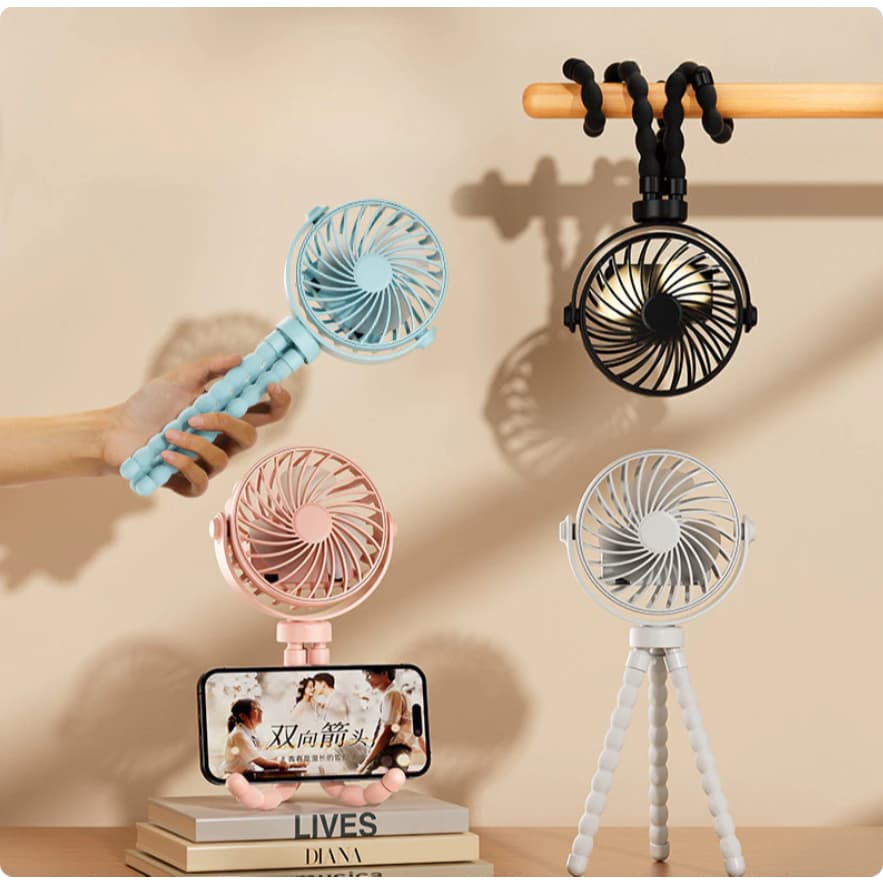 31A Ventilador Luminoso Portátil Estilo Polvo Baixo Ruído Mini Ventilador Dobrável para Dormitório