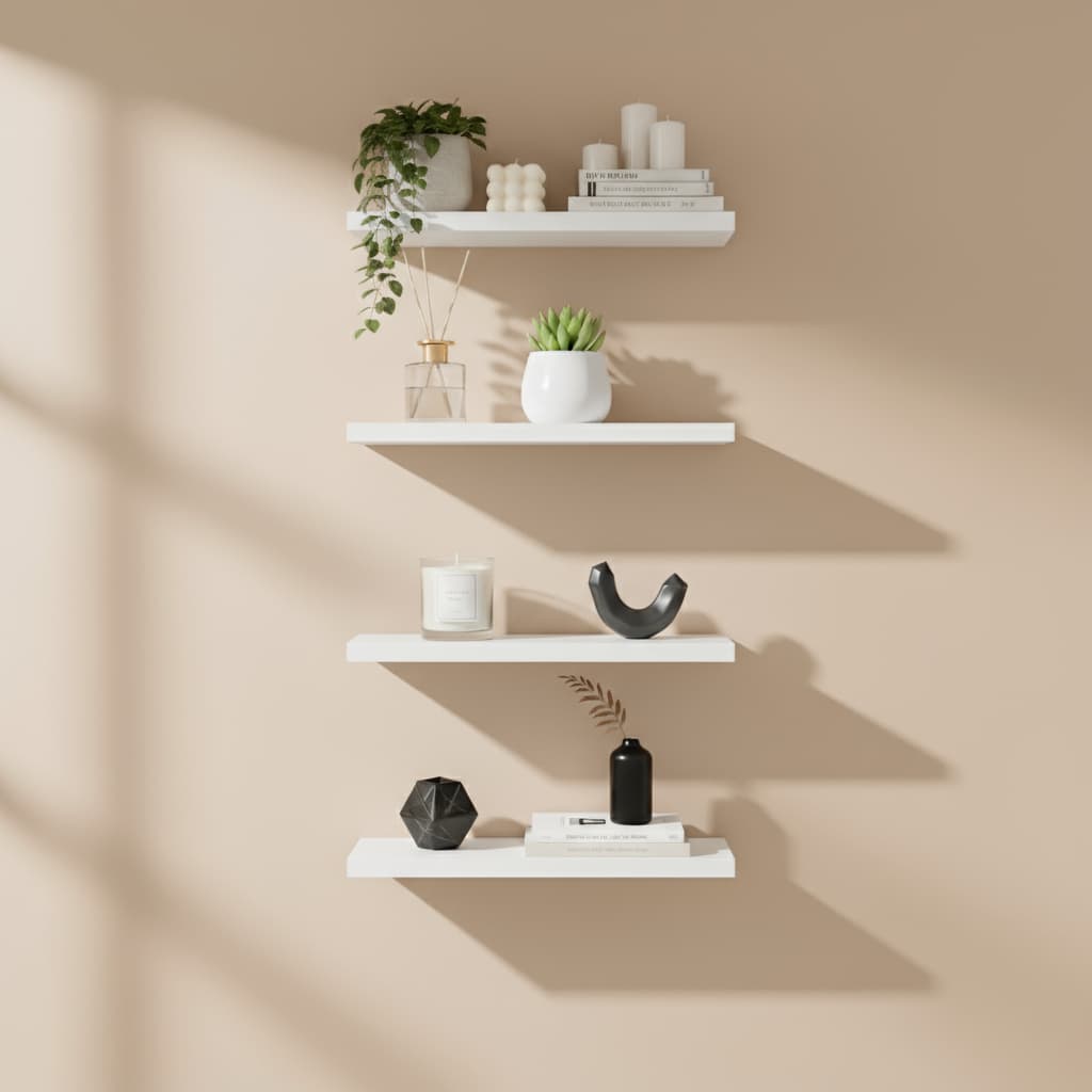 Kit 4 Prateleiras 30cm MDF Nichos Sala Quarto Cozinha Banheiro Organizador Flutuante Minimalista