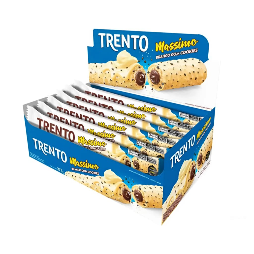 Trento Chocolate Massimo Branco com Cookies 375g c/15X25g cada - Peccin (11014)