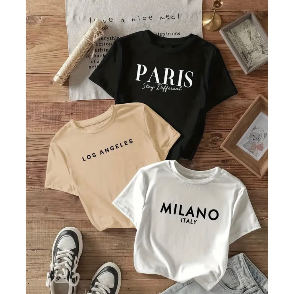 KIT DE 3 Camisetas Blusas Feminina 100% Algodão Premium 30.1 Malha Penteada Estampada de Grande Qualidade  Confortavél