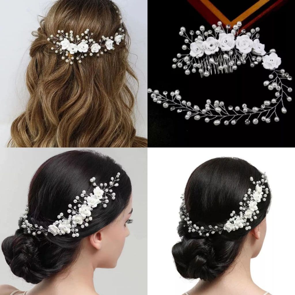 Arranjo de Noiva Enfeite de Cabelo Pente Flores Casamento