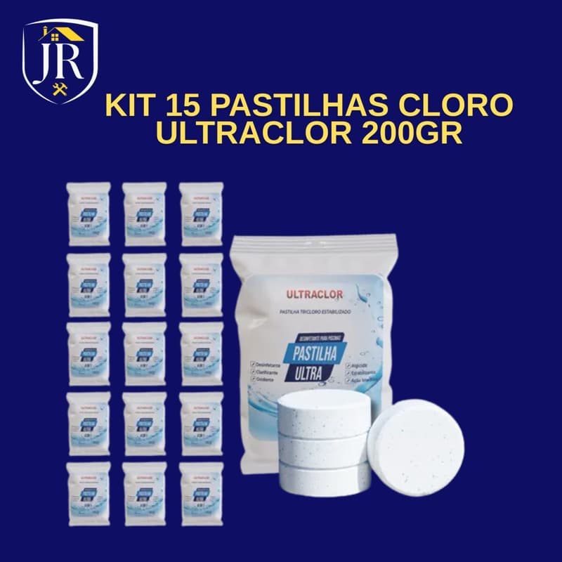KIT 15 PASTILHA CLORO ULTRACLOR 200GR