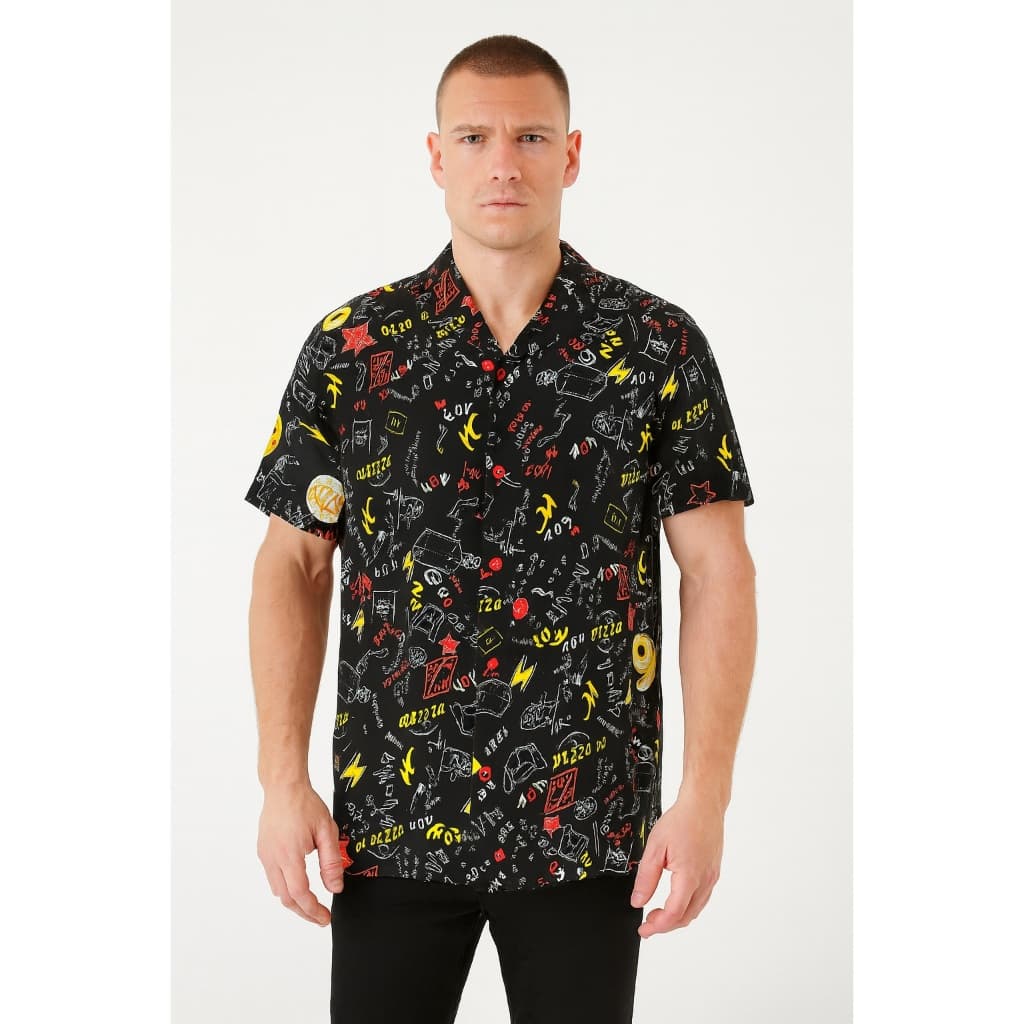 Camisa Masculina Manga Curta Social Slim  Estampada havaiana Divertida Estilosa Verao