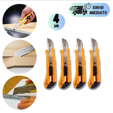 KIT 4 ESTILETE PROFISSIONAL PARA ARTESANATO METAL E PLASTCO LÂMINA 16 CM COM SEGURANÇA E DURAVÉL