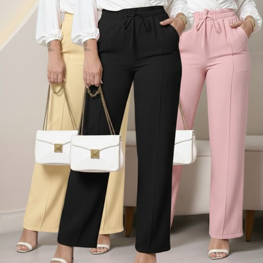 Calca Pantalona Feminina calça Alfaiataria Estilosa com Amarracao social Verão