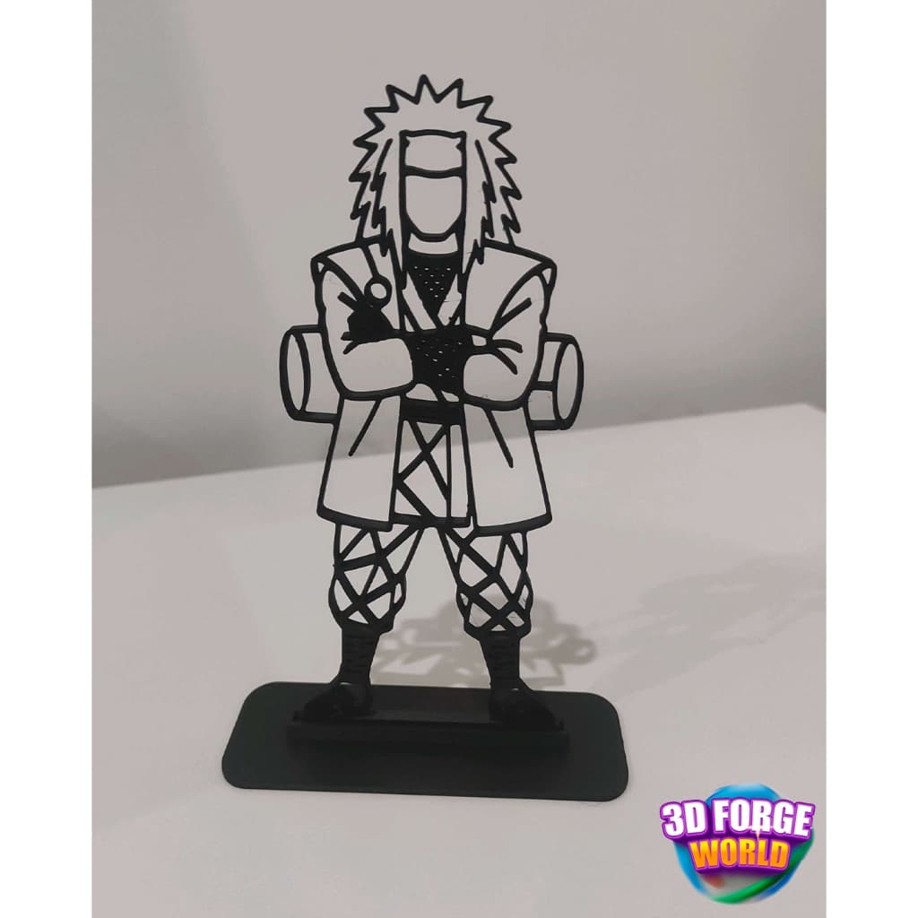 Jiraiya em Linhas – Decoração minimalista do Jiraiya de Naruto | Enfeite Geek com Base 3D