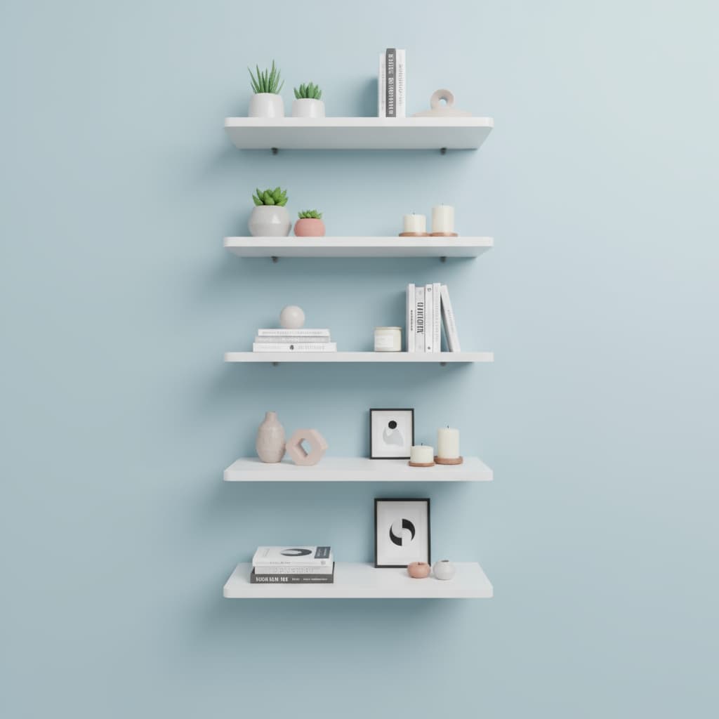 Kit 5 Prateleiras 30cm MDF Nichos Sala Quarto Cozinha Banheiro Organizador Flutuante Minimalista
