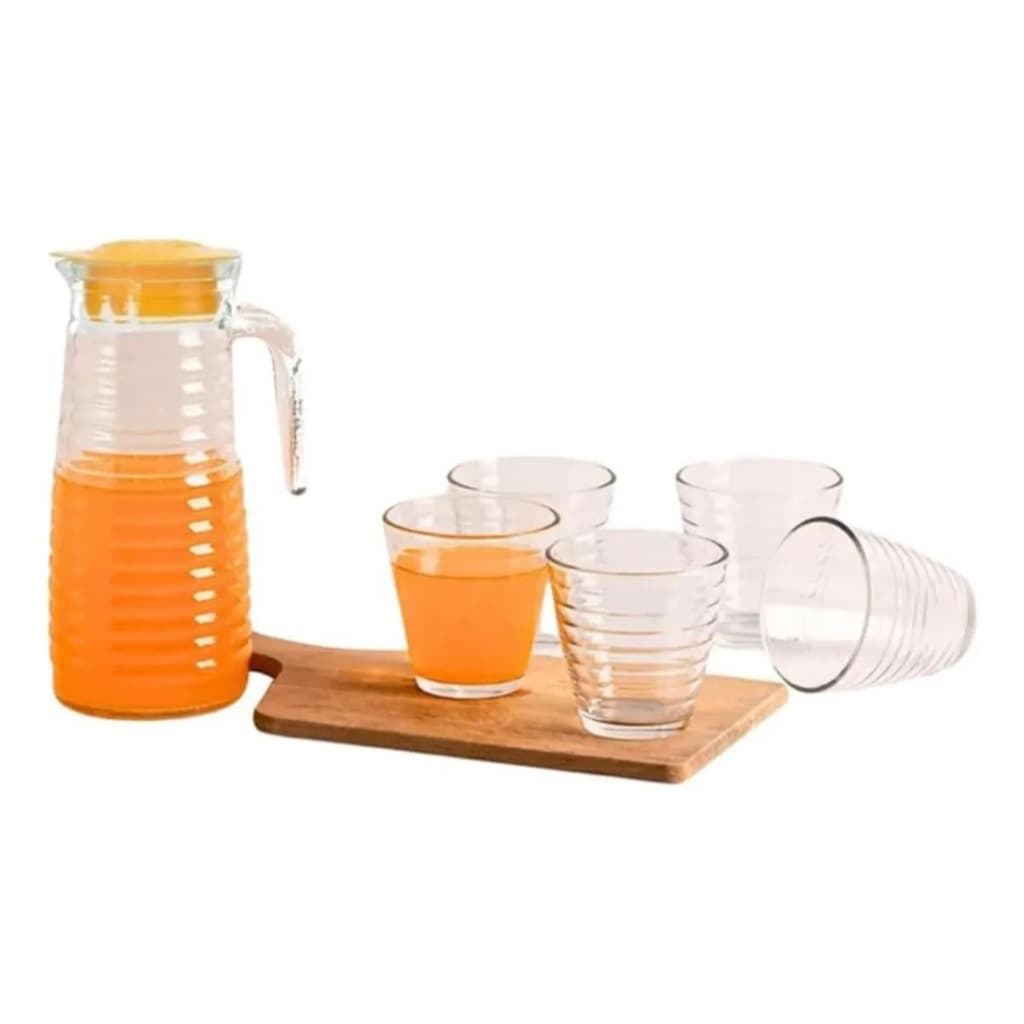 Kit Jarra 900ml com 4 Copos 250ml | Conjunto para Suco, Água ou Drinks – Ideal para Casa e Presentes