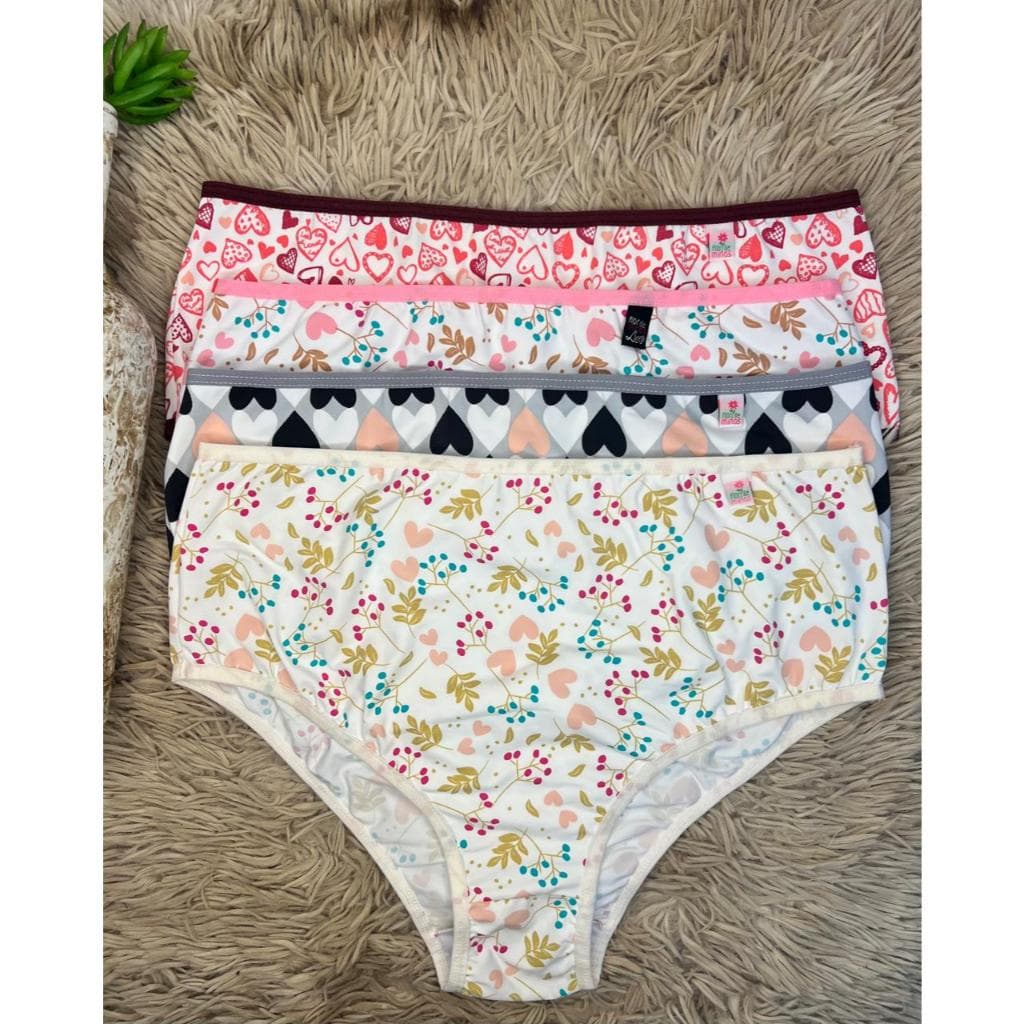 Kit 6 Peças Calcinha Tangão Calçola Feminina Cós Alto Poliamida Estampadas