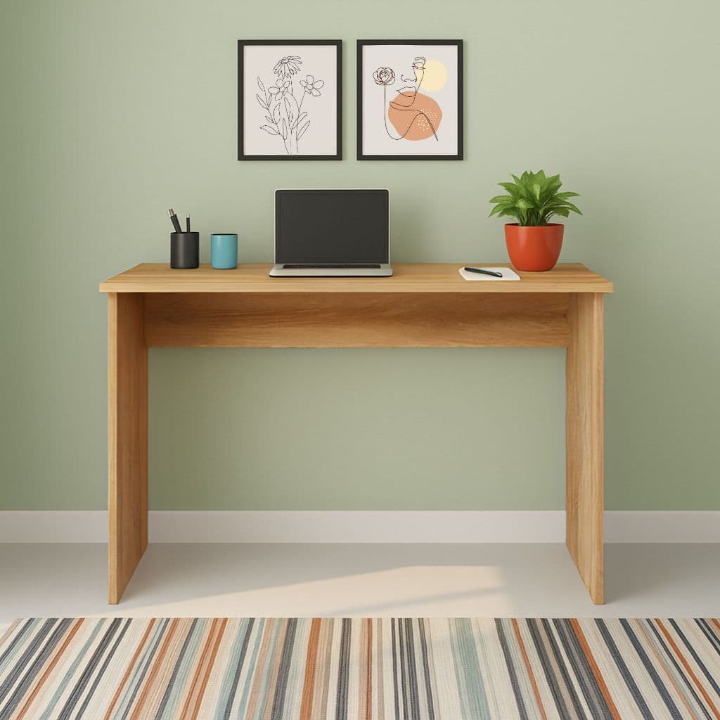 Escrivaninha Para Quarto ou Escritório 90cm Branco, Preto e Mel