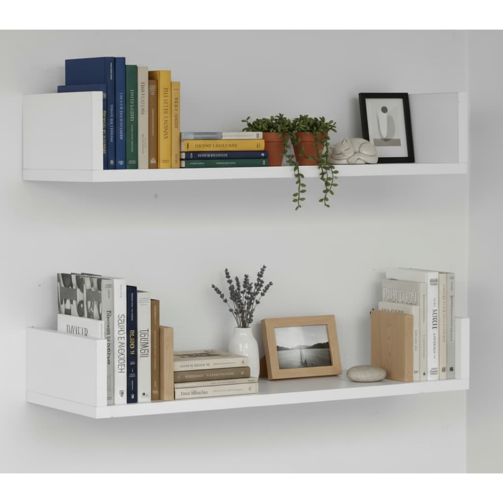 Kit 02 Prateleiras MDF 60cm Branco Livros Sala Quarto Cozinha Fotos Decoração Flutuantes Escritório