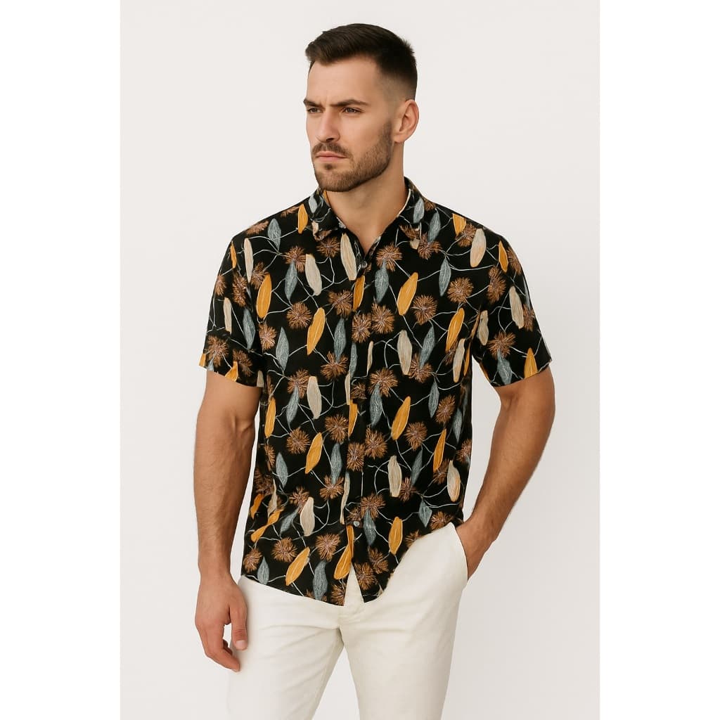 Camisa Masculina Social havaiana Estampa Surf Manga Curta viscose Estilosa confortavel verao