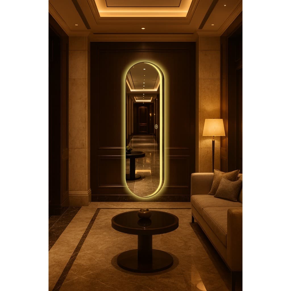 Espelho Corpo Inteiro Jateado Led Polido Grande Quarto Luxo Bivolt Touch  Tamanho Variados