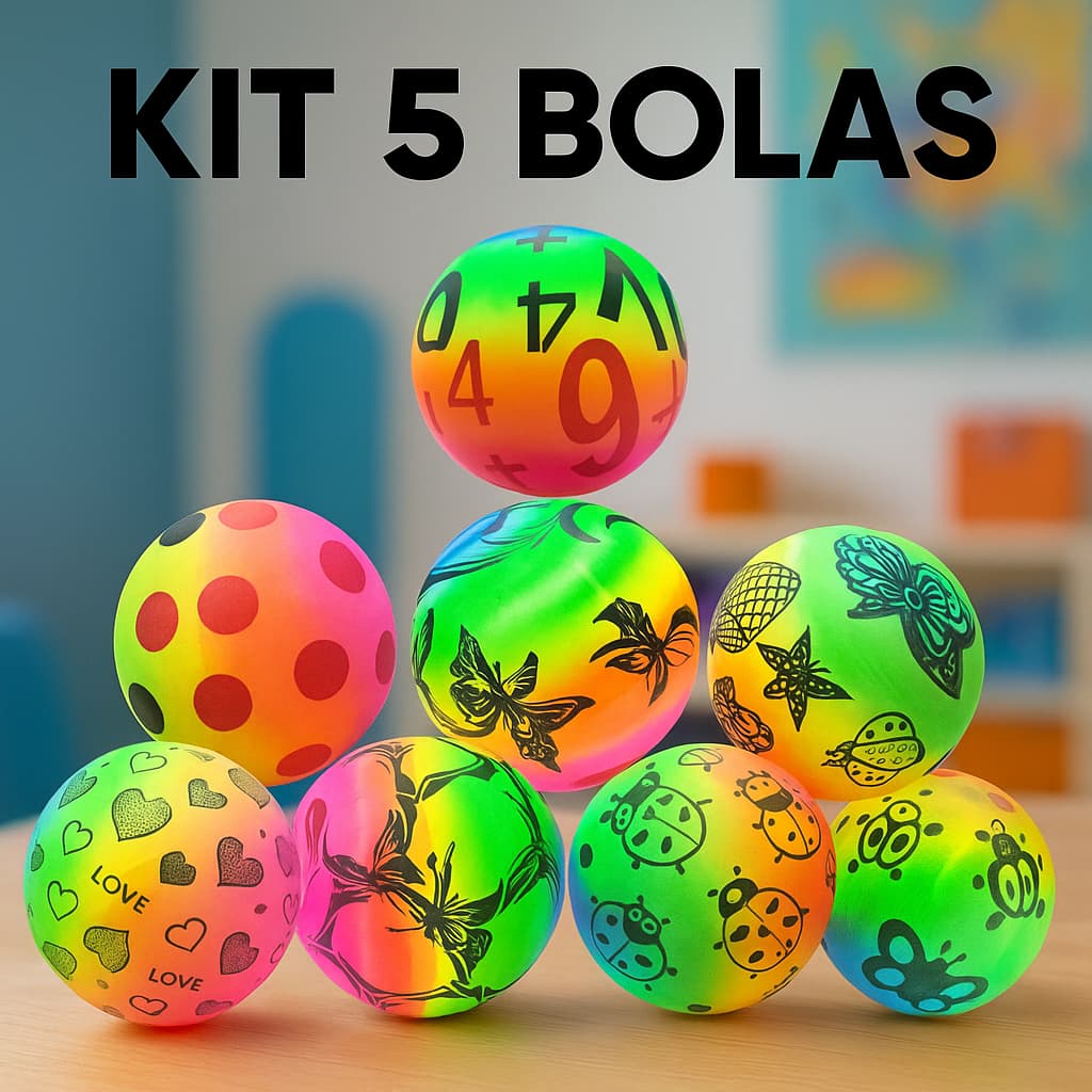 Kit 5 Bolas Vinil Leve Estilo Futebol Sortidas