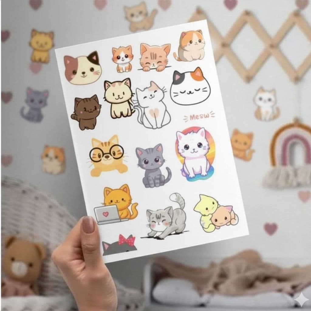 Kit 65 Adesivos Personalizado Pet Gatinhos Gato Cat para agenda, caderno, planners, copo, á prova d'água