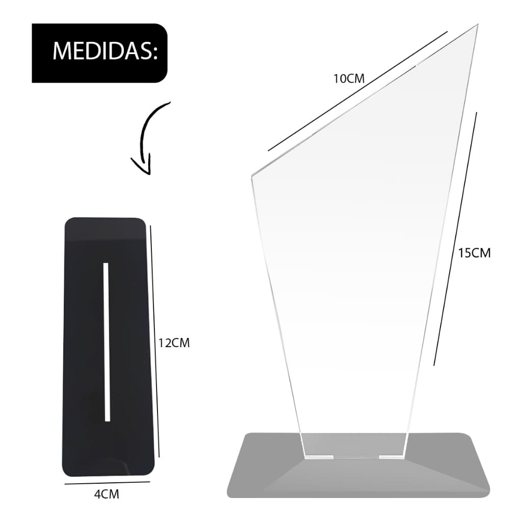 Kit 10 a 30 Troféu Acrílico Trapézio com Base Elegante Transparente
