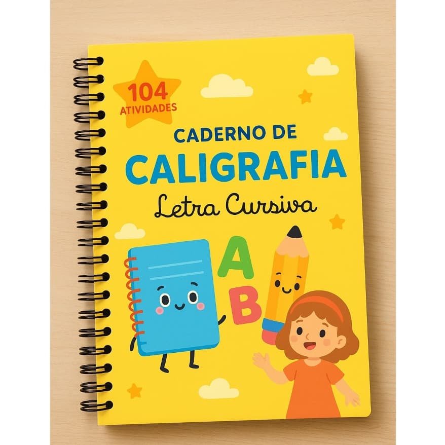 Caderno de Caligrafia Infantil Letra Cursiva Apostila Alfabetização