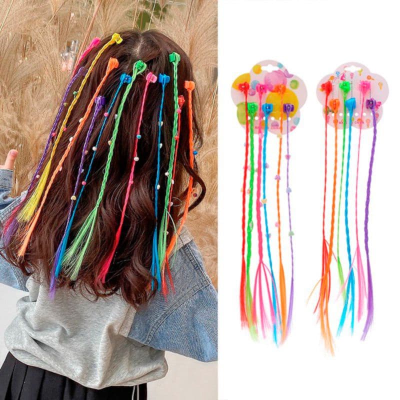 1 Pct Aplique De Cabelo Mecha Colorida 6 Unidade Infantil Mini Piranha Trança Tererê Presilha  - Modelos Sortidos