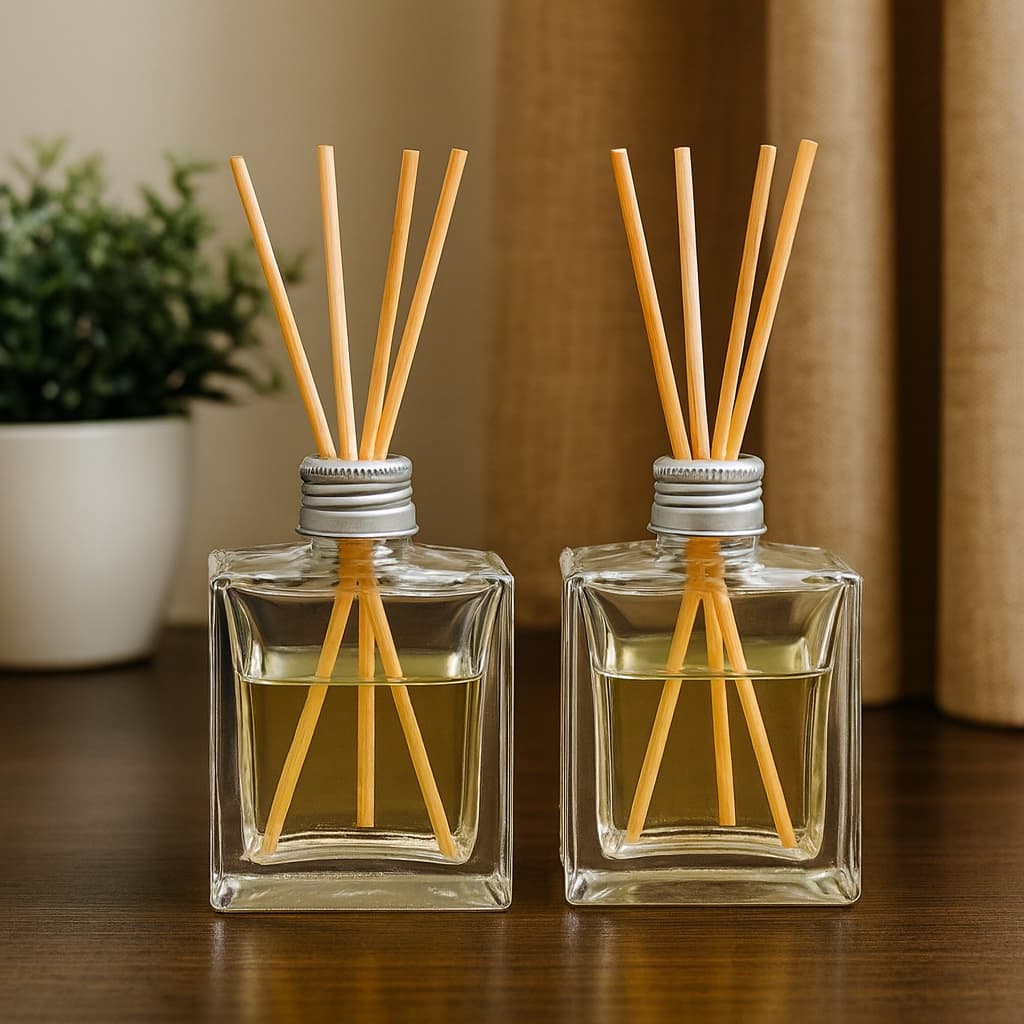 Kit 2 Frascos de Vidro 100ml Cubo Quadrado para Difusor de Aromas Aromatizadores de Ambiente