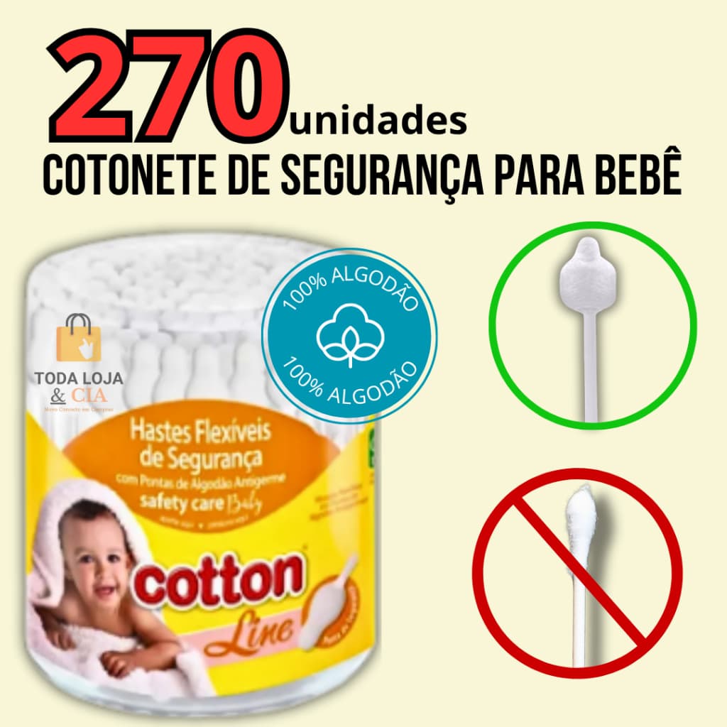Cotonete Hastes Flexíveis Para Bebê Kit Com 270un 6 Potinhos