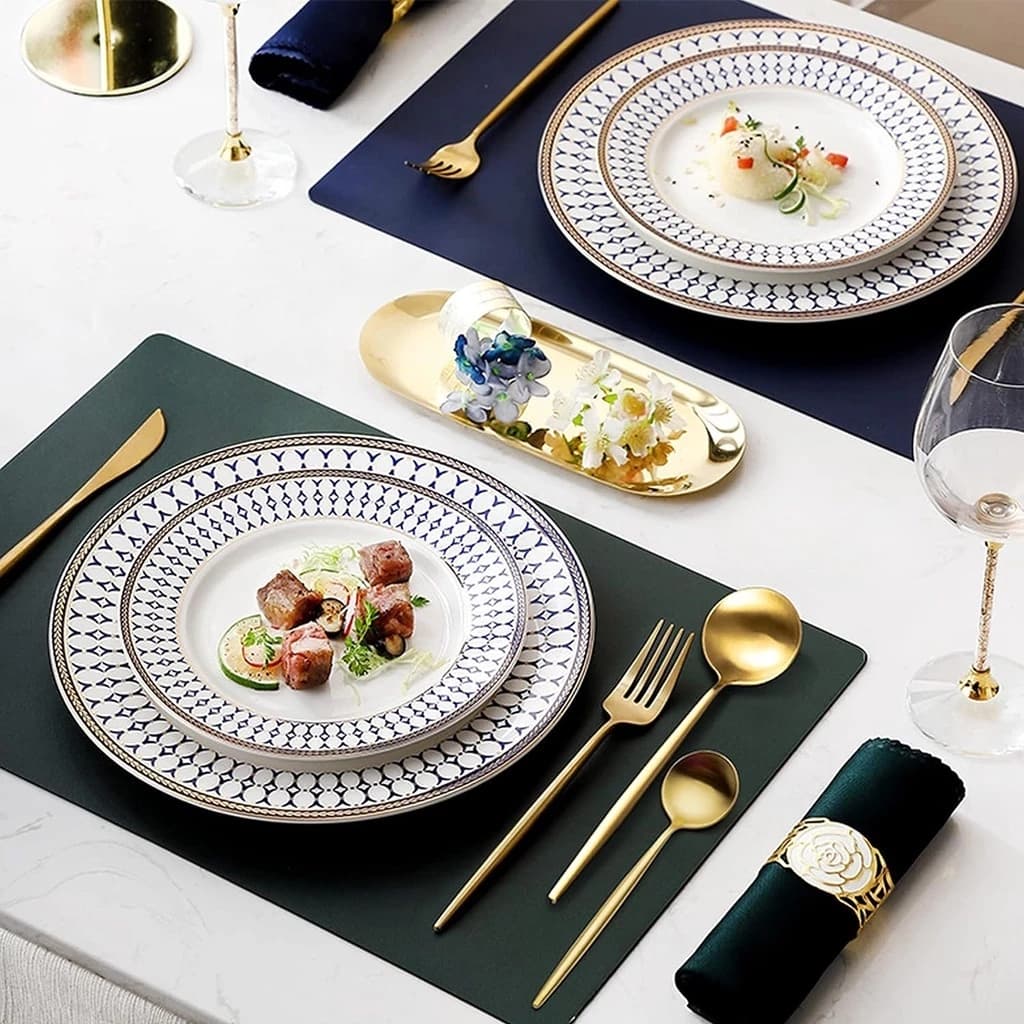 24 Peças Talheres Dourado de Aço Inox Garfo Colher Faca Colher De Mesa, TALHER BLOGUEIRA LUXO
