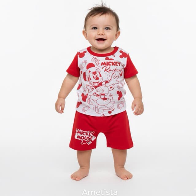 Conjunto Bebê Menino com Camisa e Short Personagens | Look Divertido Roupa Infantil Bebe Masculino