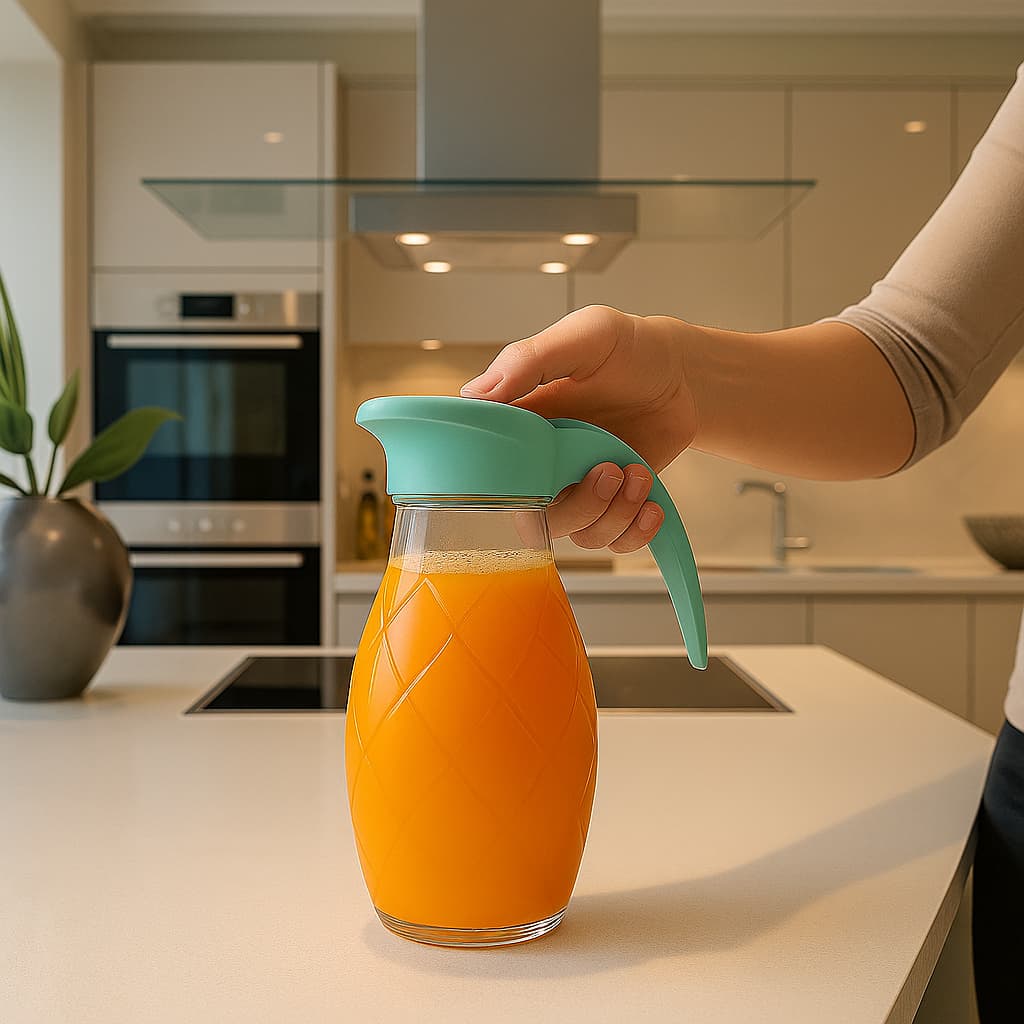 Jarra de Plástico Transparente Geladeira 1,4 litros c/Alça tampas coloridas