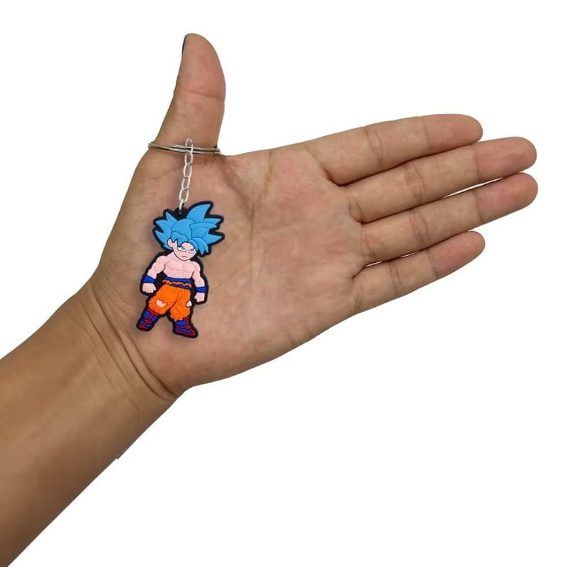Kit 12 Unidades Chaveiro de Borracha Goku Sayajin Blue Dragon Ball