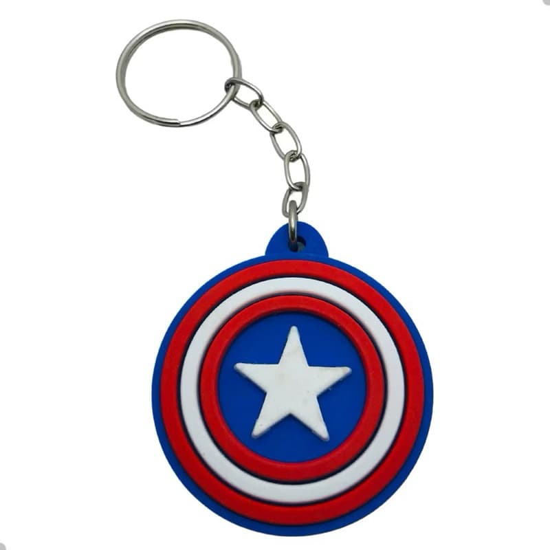 Kit 12 Unidades Chaveiro de Borracha Escudo Capitão America