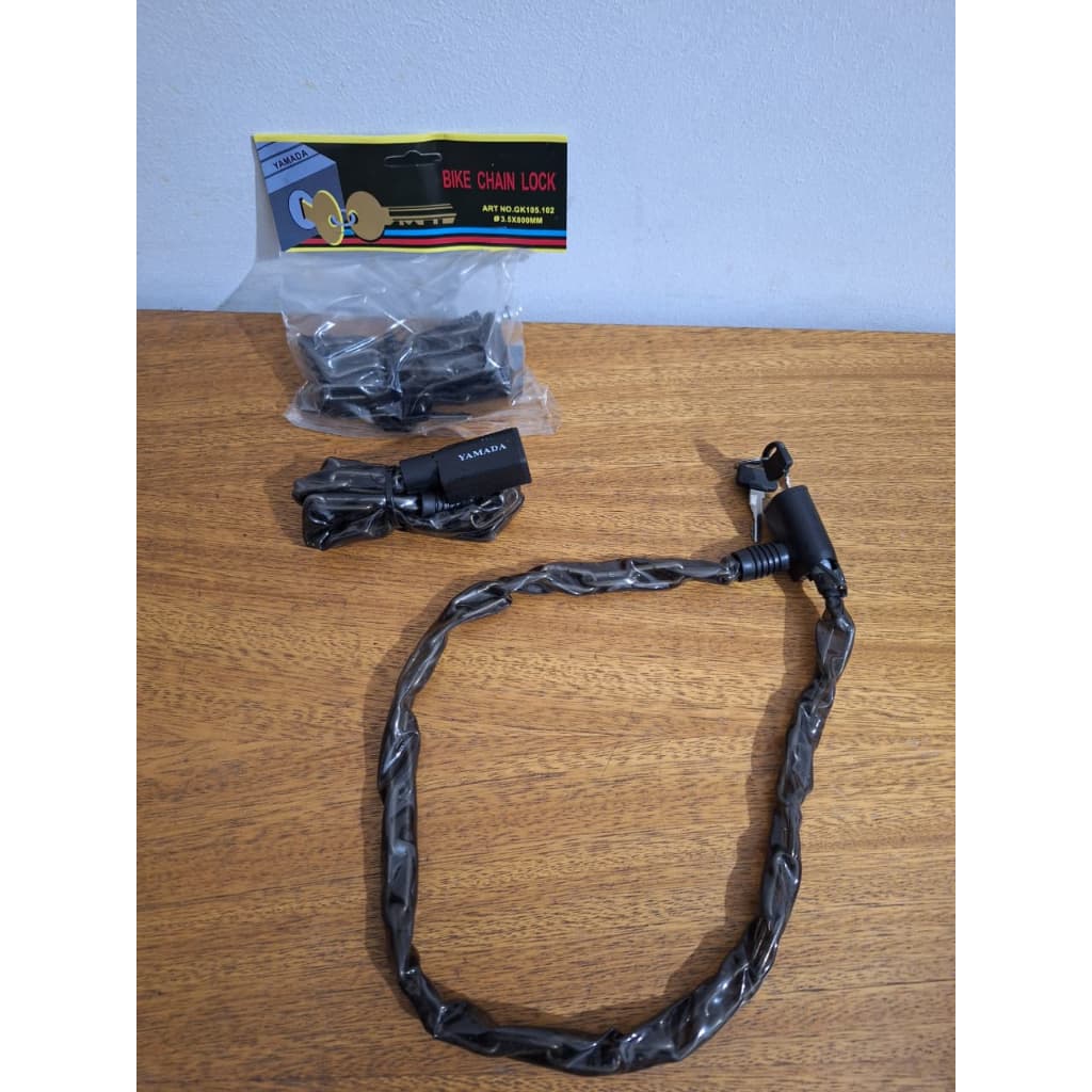 Cadeado Corrente Yamada Bike Chain Lock 80cm Aço Reforçado com 2 Chaves