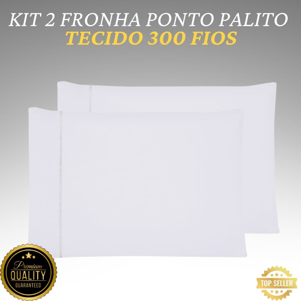Fronha Para Travesseiro Toque de Algodão 300 Fios Ponto Palito  Par 2 Unidades Toque Suave Macio