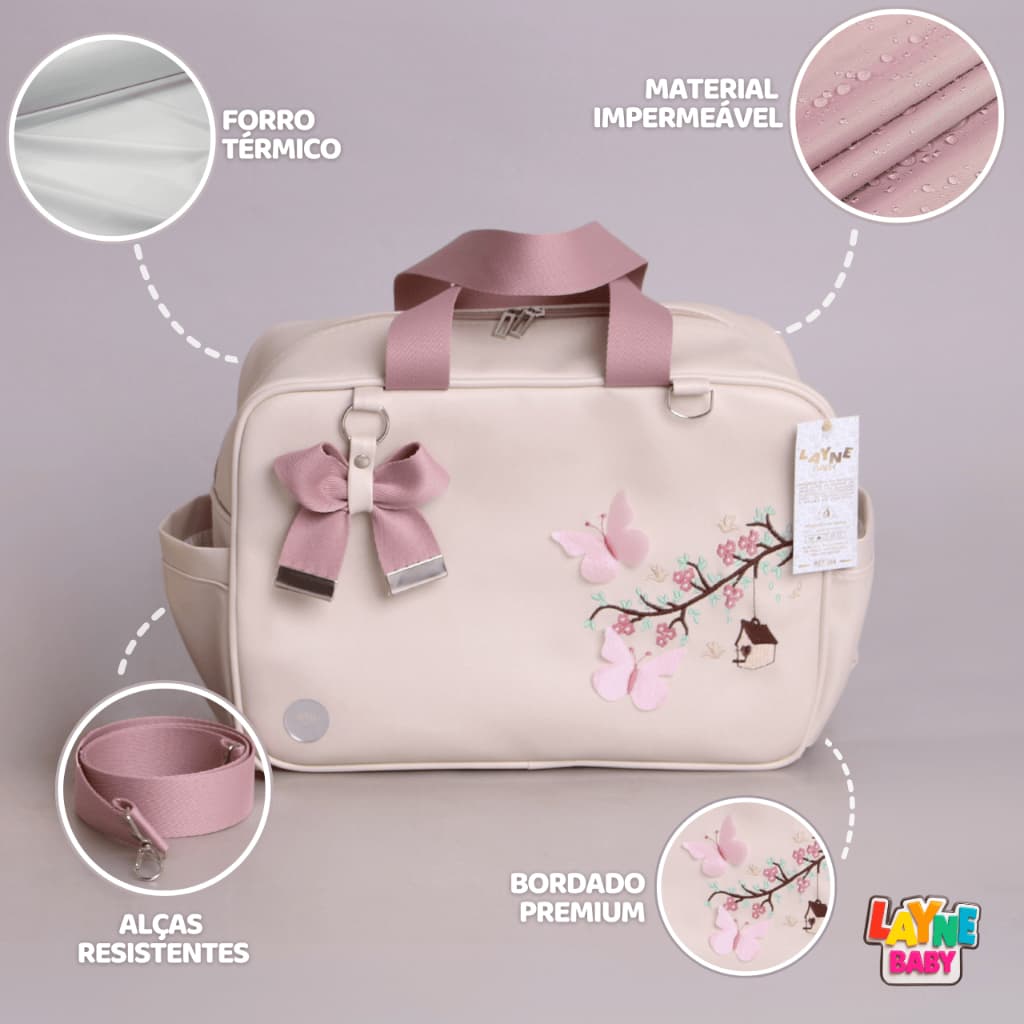 Bolsa Maternidade Premium Menina Mamãe e Bebê Impermeável Multifuncional Fraldas