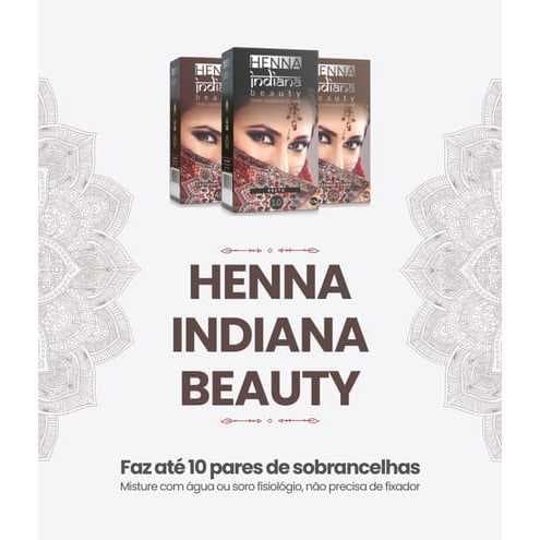 Henna Indiana Beauty fómula vegana sem chumbo e sem amônia henna para sobrancelhas designer