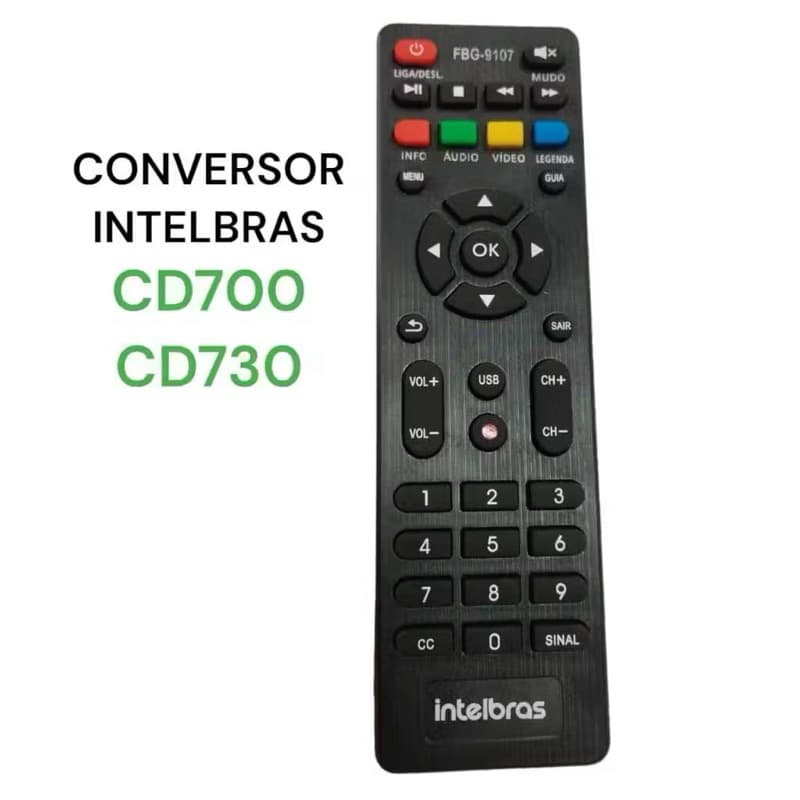 Controle Remoto Compativel Conversor Digital Intelbras CD700 CD730 LE-7977 FBG-9107